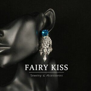 Vintage Inspired Filigree Blue Stone Earrings | Elegant Tassel Statement Drops